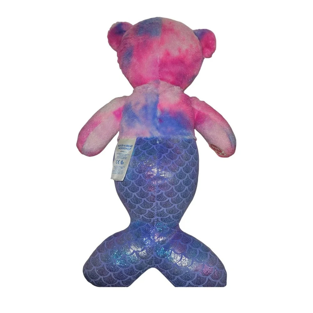 Build-A-Bear Workshop Mermaid Bear Pink Purple Tie‎ Dye Plush with Outfit Set